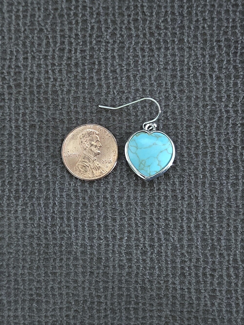 Iris & Lily Turquoise Heart🩵 with Copper Veins Drop⬇️ Earrings - Picture 10 of 13